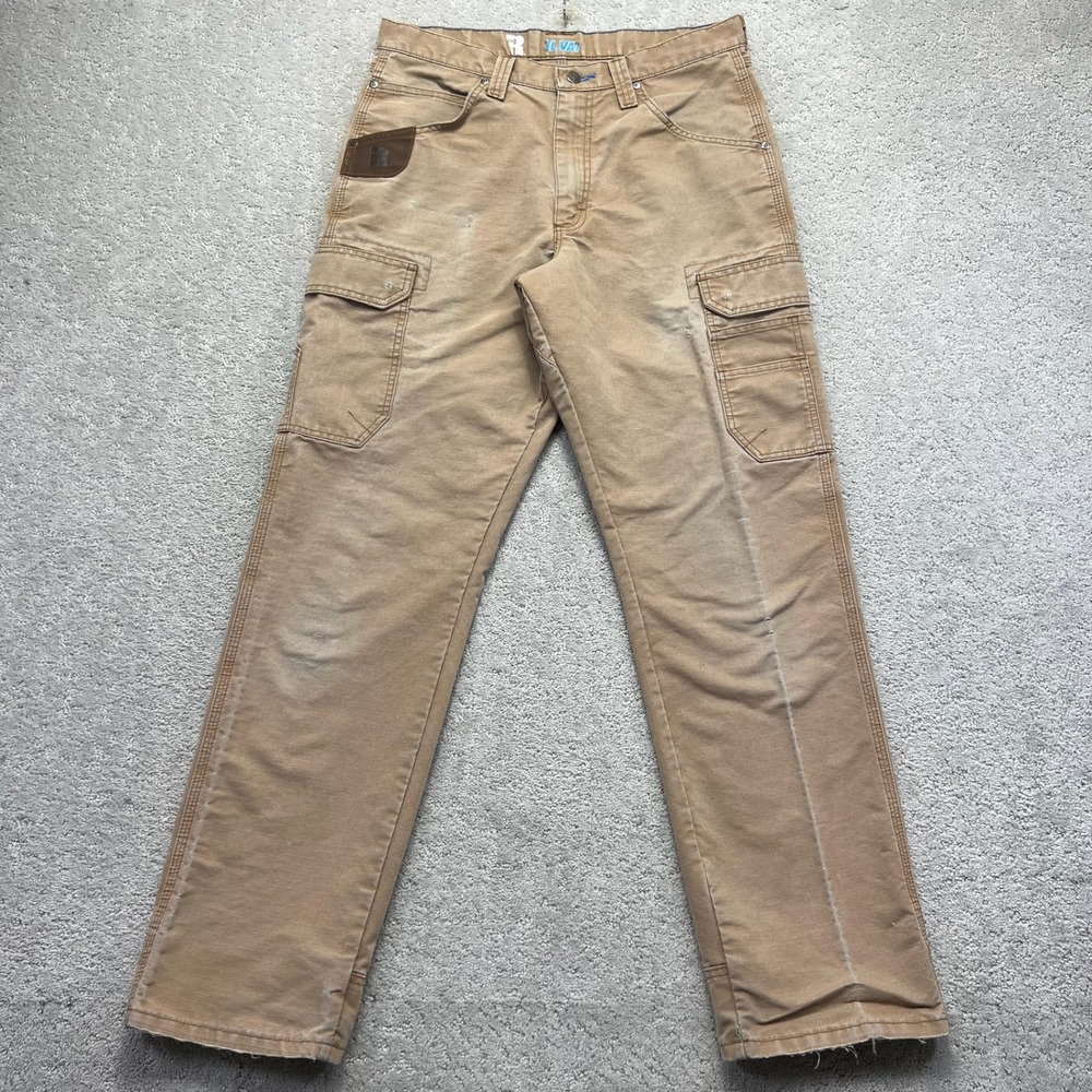 Wrangler Cargo Pants Mens 32x34 Tan Riggs Workwear Ripstop Distressed Tactical
